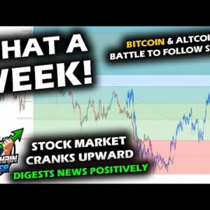 STRONG FINISH TO THE WEEK as Bitcoin Price Chart Fights Resistance to Follow Stock Market Strength